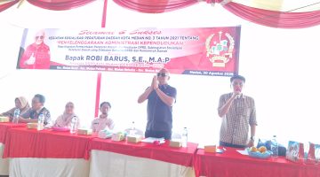 Robi Barus S.E M.A.P Lakukan Sosperda Tentang Penyelenggaraan Administrasi Kependudukan di Tanjung Gusta